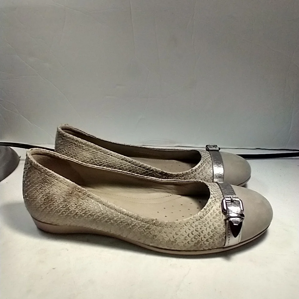 Ecco Touch 15 Leather Buckle Ballet Flats Shoes Womens sz 5(36).